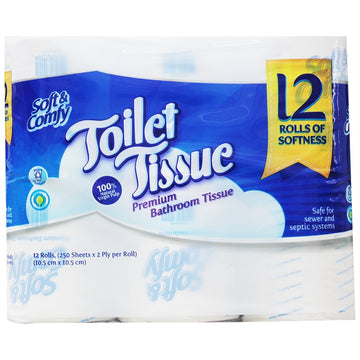 12 Pack Toilet Tissue W/plastic Wrap