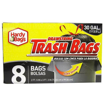 8CT Hardy Bag30gal D.s Black Trsh Bag