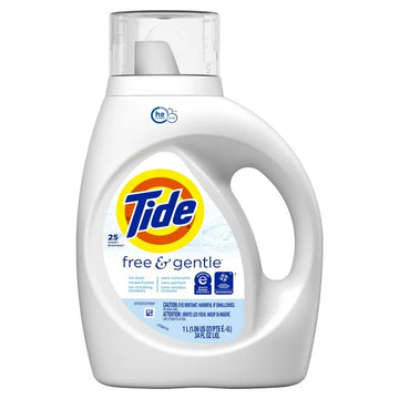 Tide Free &amp; Gentle Detergente líquido para ropa, 25 cargas, 34 fl oz